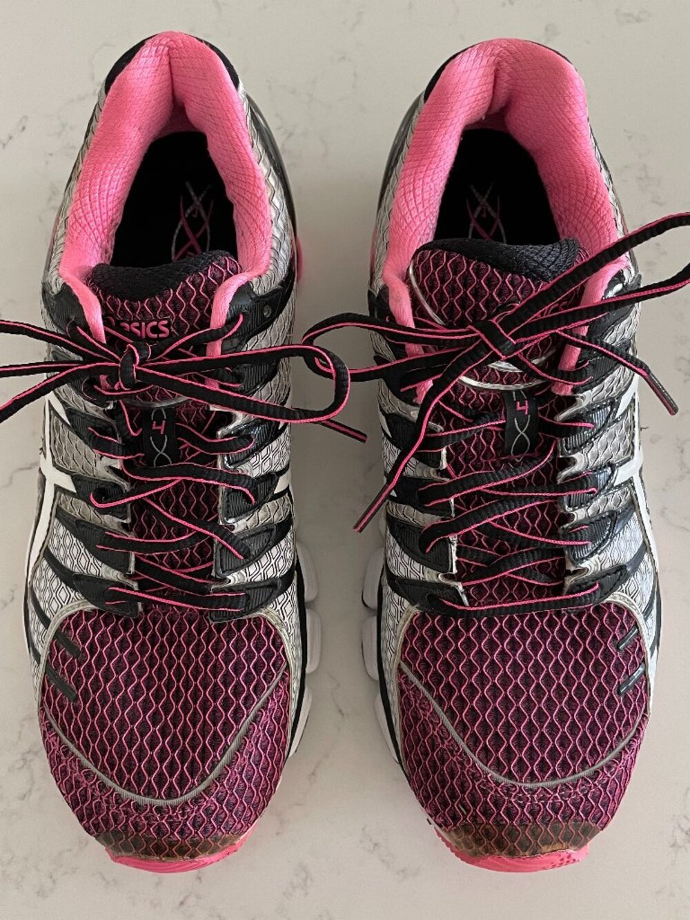 Asics Gel-Kinsei 4 T189N Guidance Line Lace Up Mesh Running Shoe Pink Blk Wht 9